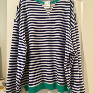 Free People Striped Oversized crewneck